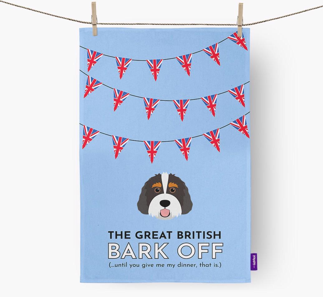 The Great British 'Bark' Off Tea Towel with {breedFullName} Icon