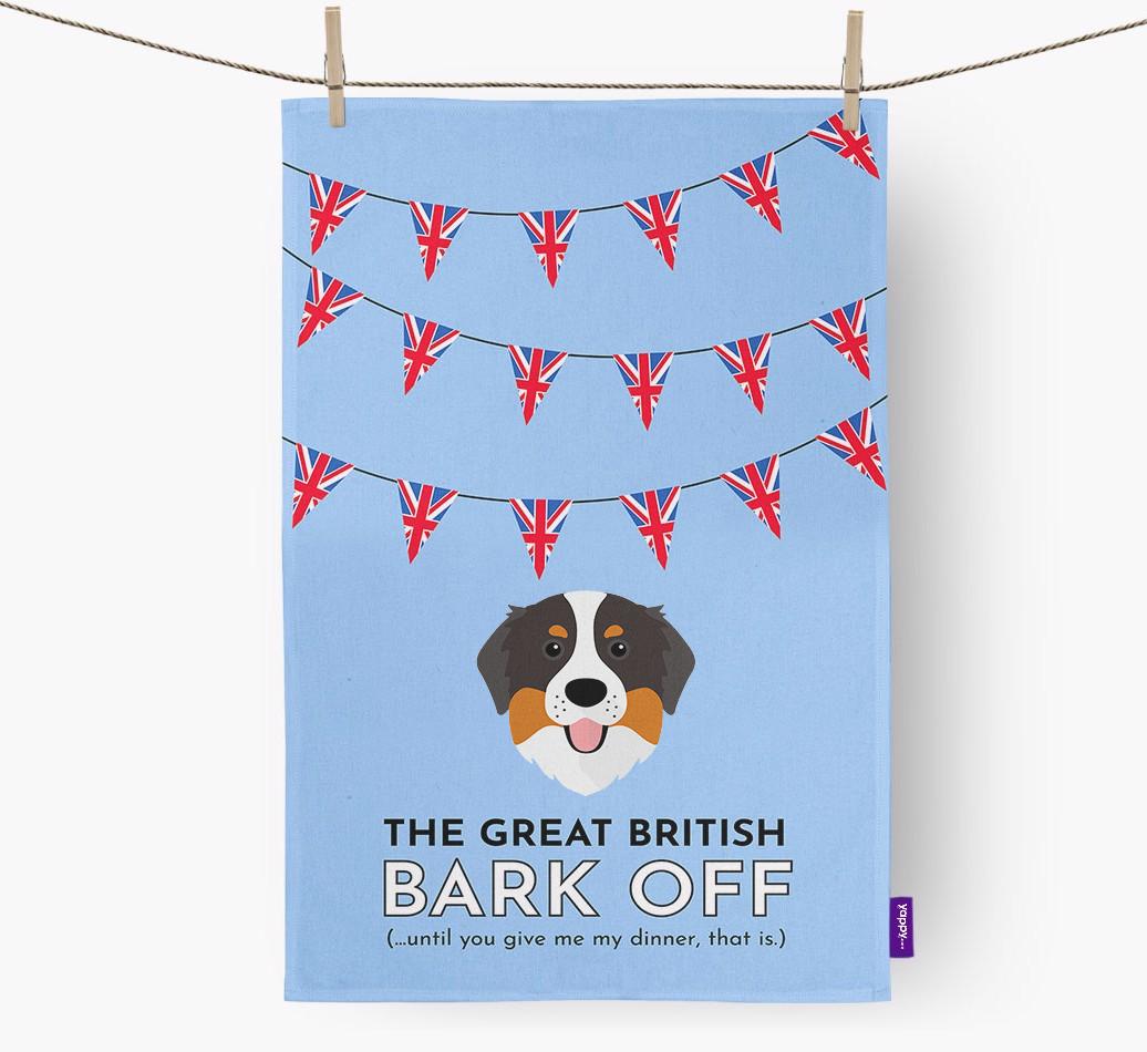 The Great British 'Bark' Off Tea Towel with {breedFullName} Icon