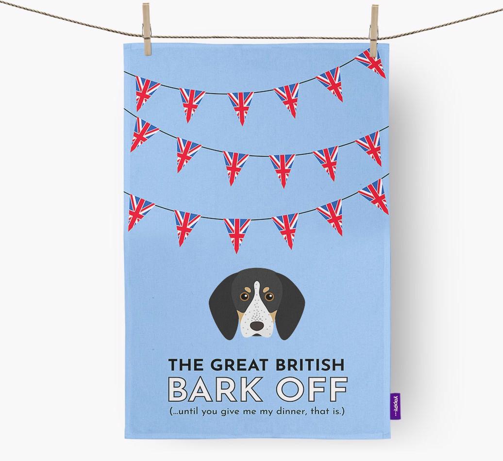 The Great British 'Bark' Off Tea Towel with {breedFullName} Icon