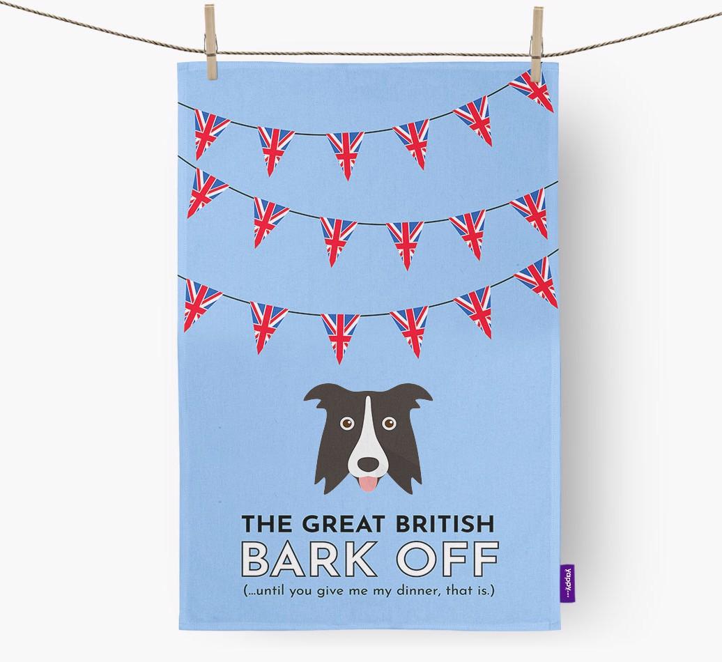 The Great British 'Bark' Off Tea Towel with {breedFullName} Icon