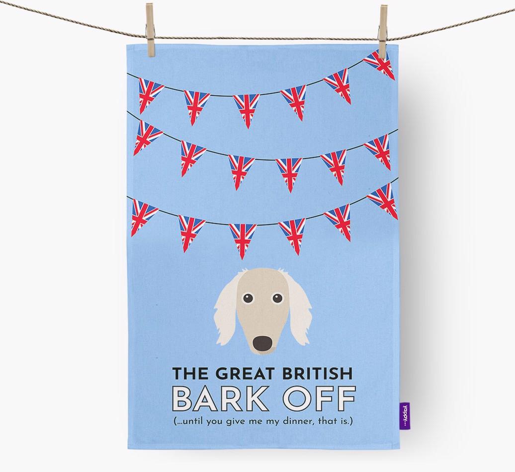 The Great British 'Bark' Off Tea Towel with {breedFullName} Icon