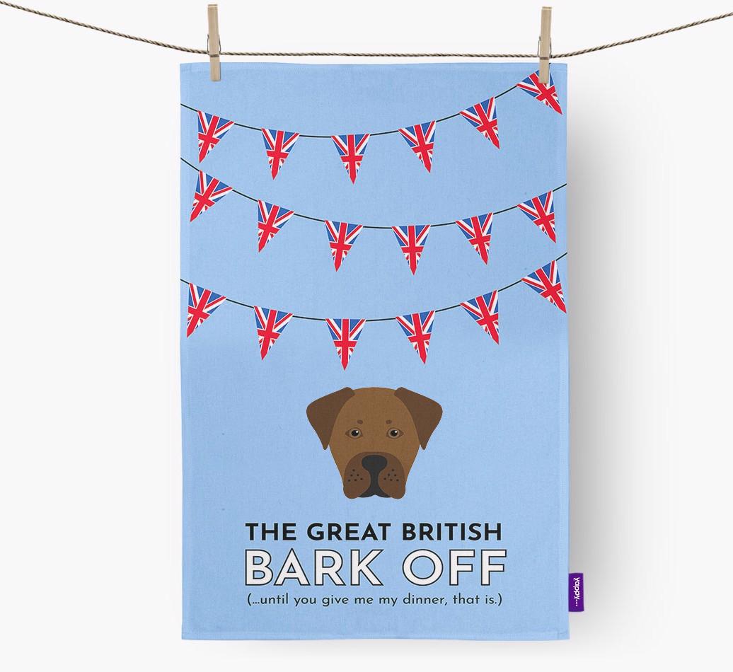The Great British 'Bark' Off Tea Towel with {breedFullName} Icon