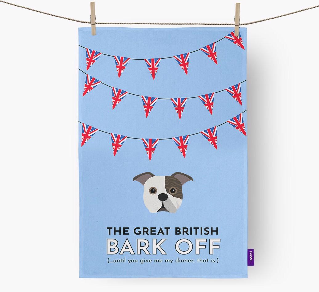 The Great British 'Bark' Off Tea Towel with {breedFullName} Icon