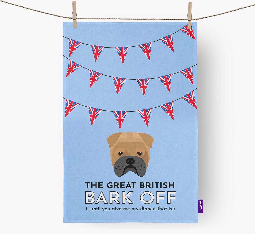 The Great British 'Bark' Off Tea Towel with {breedFullName} Icon