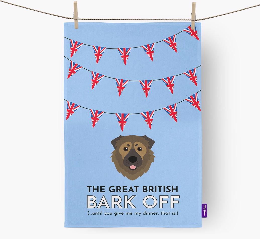 The Great British 'Bark' Off Tea Towel with {breedFullName} Icon