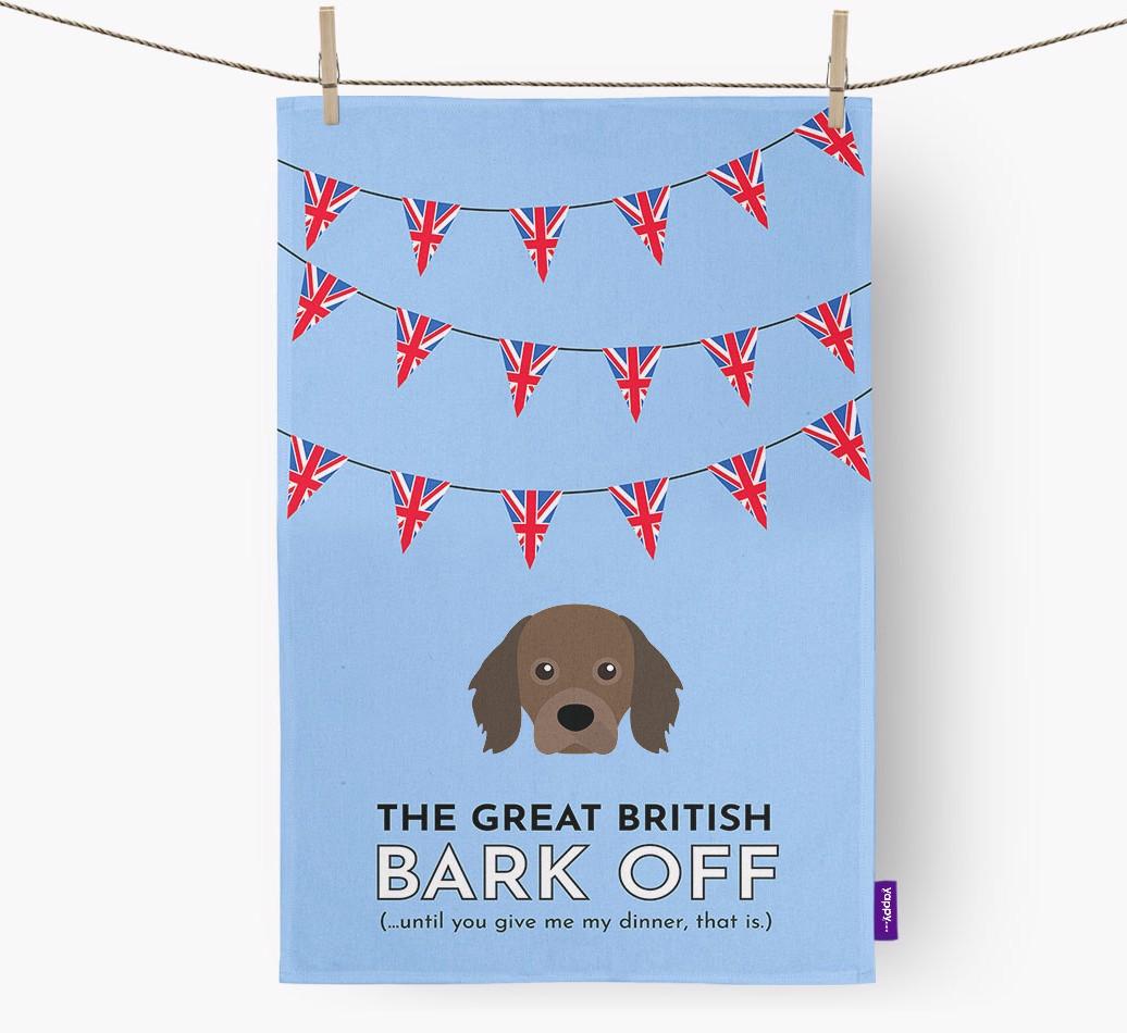 The Great British 'Bark' Off Tea Towel with {breedFullName} Icon