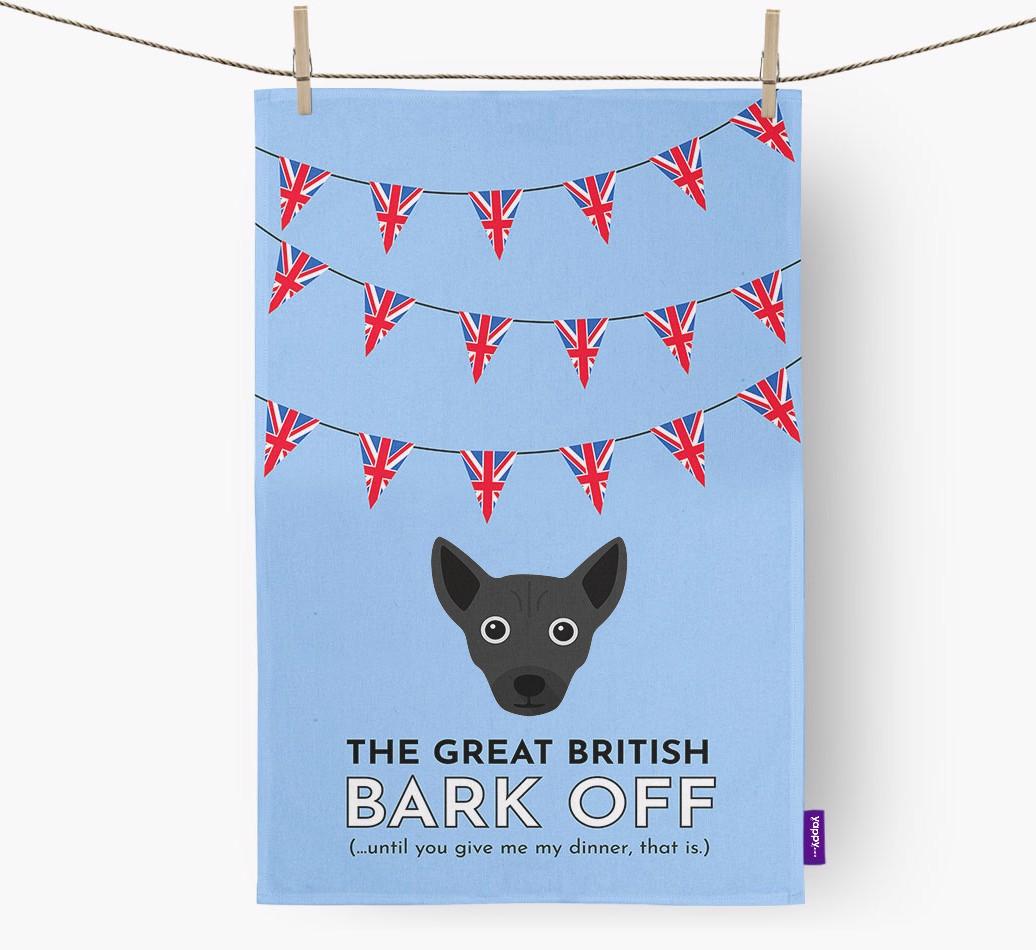The Great British 'Bark' Off Tea Towel with {breedFullName} Icon