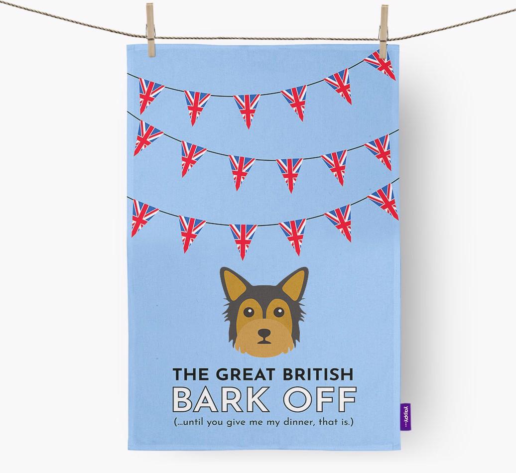 The Great British 'Bark' Off Tea Towel with {breedFullName} Icon