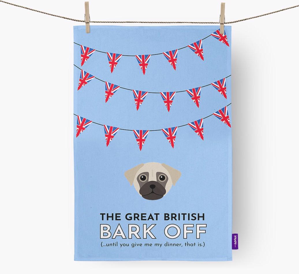 The Great British 'Bark' Off Tea Towel with {breedFullName} Icon