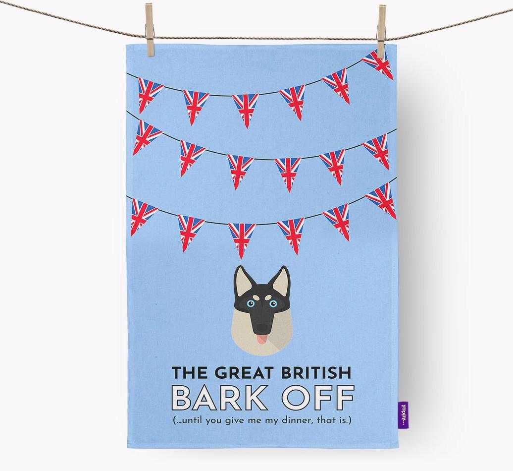 The Great British 'Bark' Off Tea Towel with {breedFullName} Icon