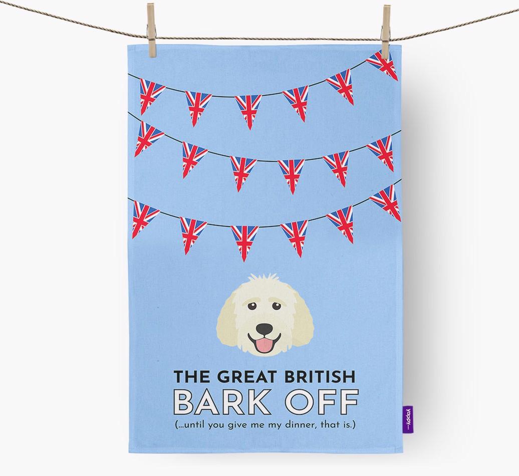 The Great British 'Bark' Off Tea Towel with {breedFullName} Icon