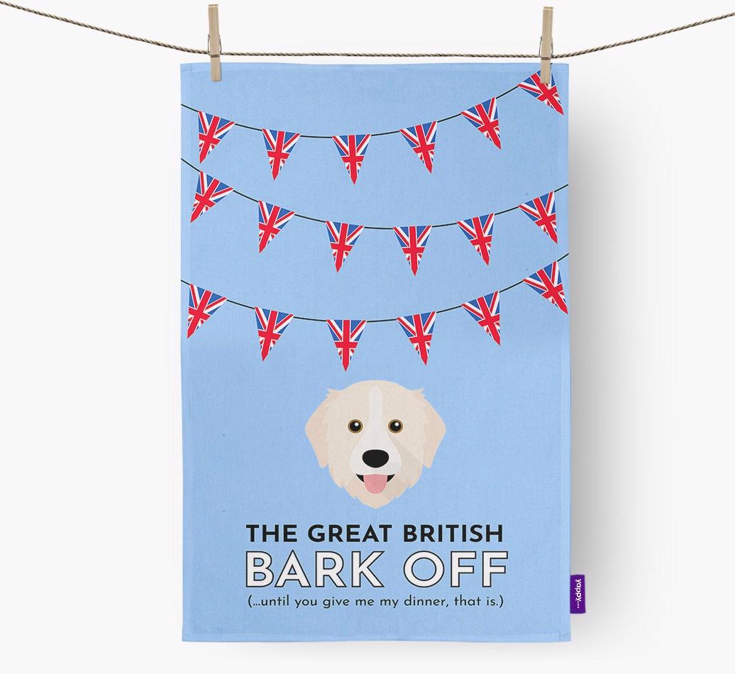 The Great British 'Bark' Off Tea Towel with {breedFullName} Icon