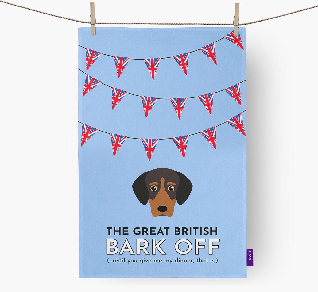 The Great British 'Bark' Off Tea Towel with {breedFullName} Icon