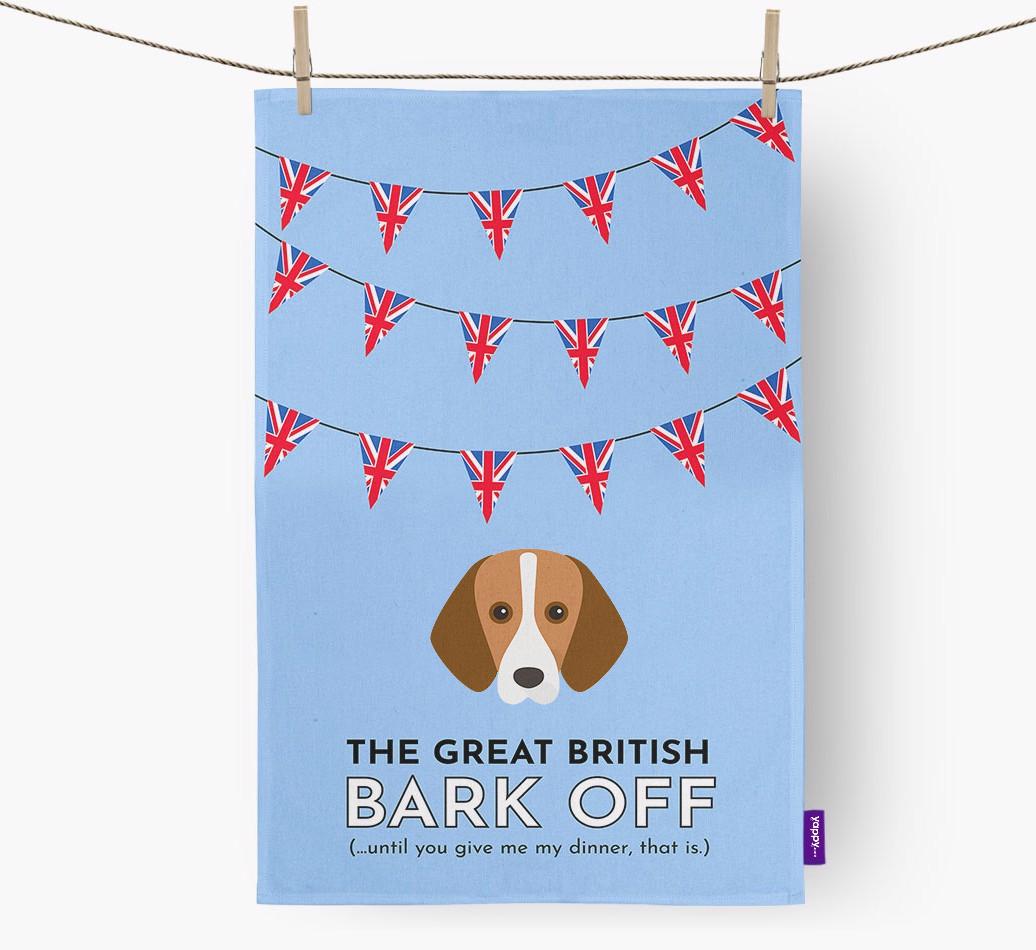 The Great British 'Bark' Off Tea Towel with {breedFullName} Icon