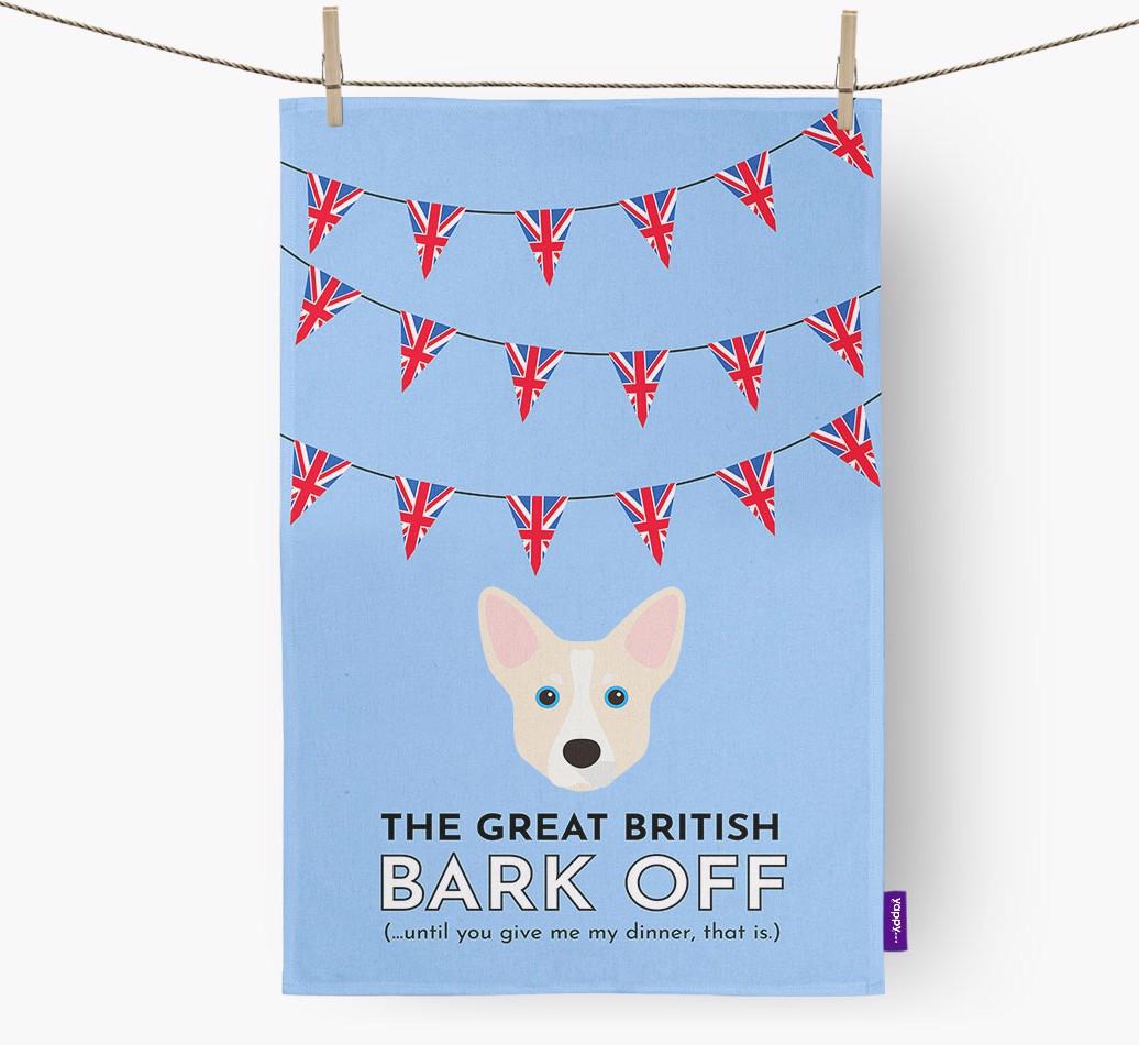 The Great British 'Bark' Off Tea Towel with {breedFullName} Icon