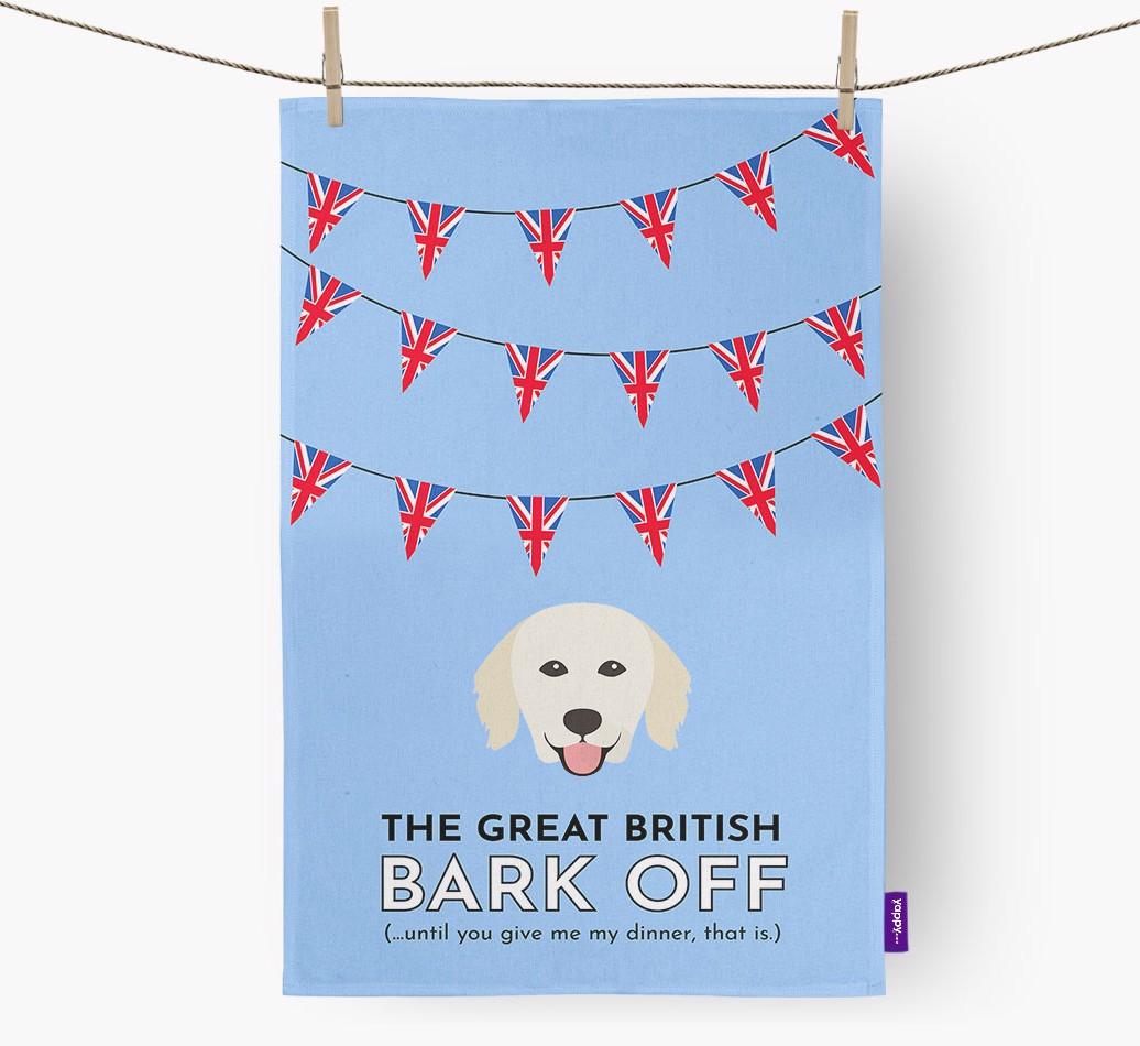 The Great British 'Bark' Off Tea Towel with {breedFullName} Icon