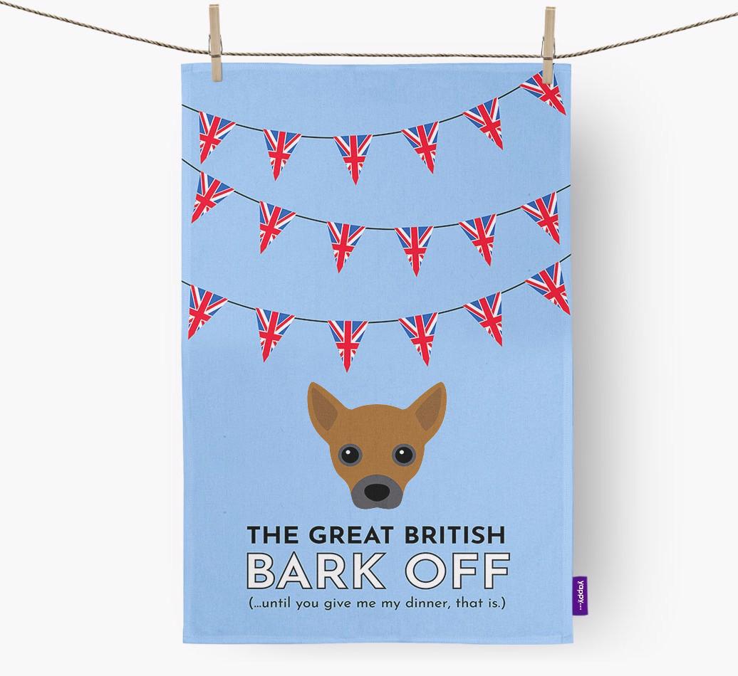 The Great British 'Bark' Off Tea Towel with {breedFullName} Icon