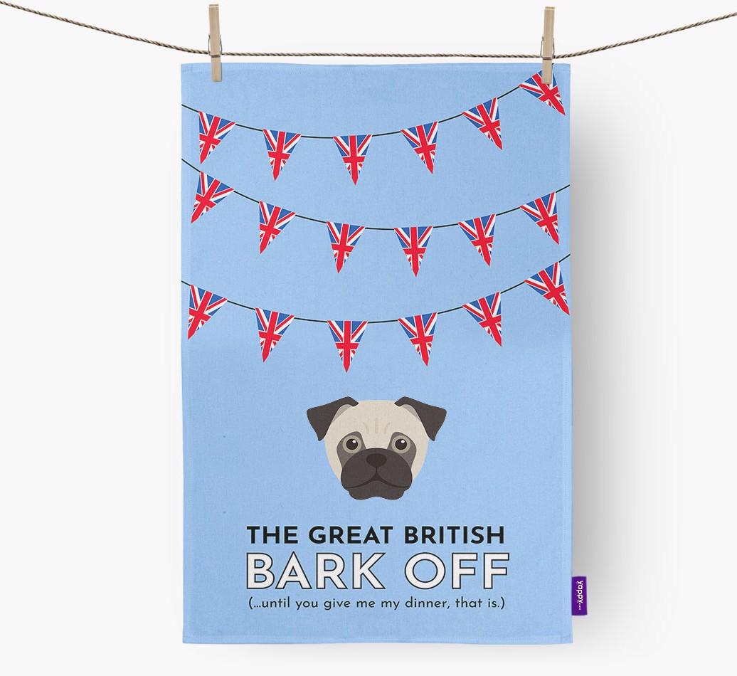 The Great British 'Bark' Off Tea Towel with {breedFullName} Icon