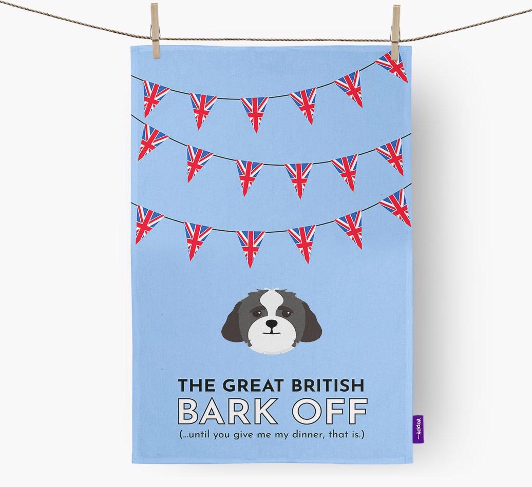The Great British 'Bark' Off Tea Towel with {breedFullName} Icon
