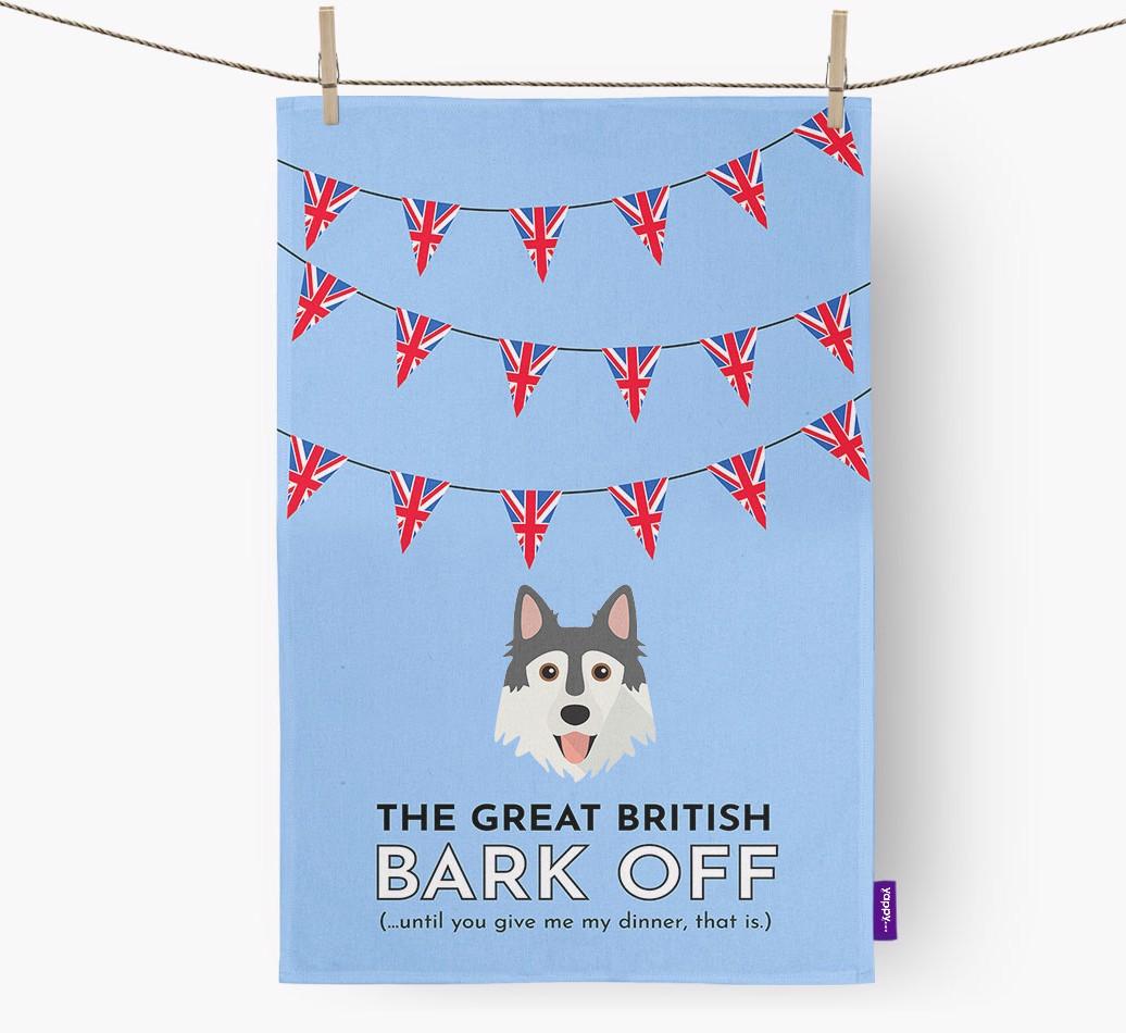 The Great British 'Bark' Off Tea Towel with {breedFullName} Icon