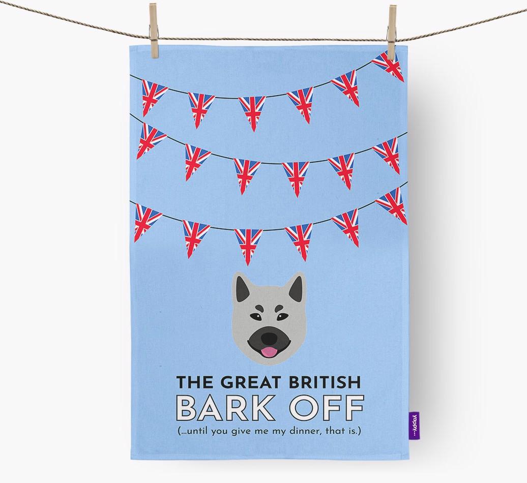 The Great British 'Bark' Off Tea Towel with {breedFullName} Icon