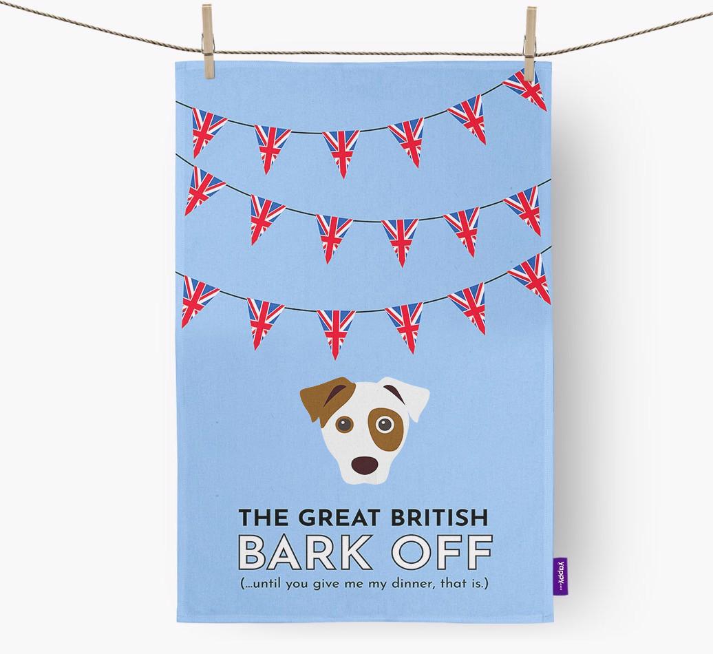 The Great British 'Bark' Off Tea Towel with {breedFullName} Icon