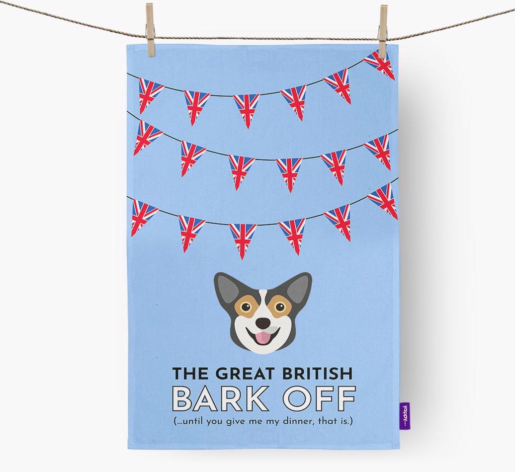 The Great British 'Bark' Off Tea Towel with {breedFullName} Icon