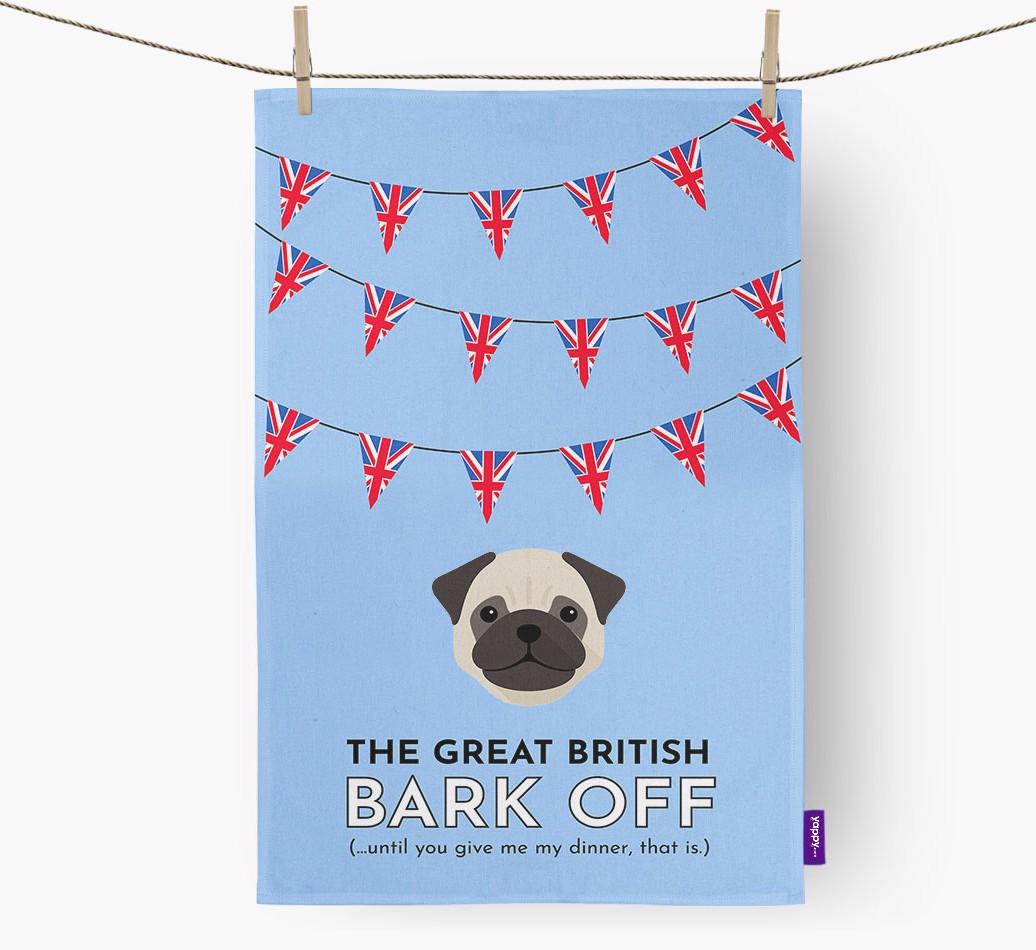 The Great British 'Bark' Off Tea Towel with {breedFullName} Icon