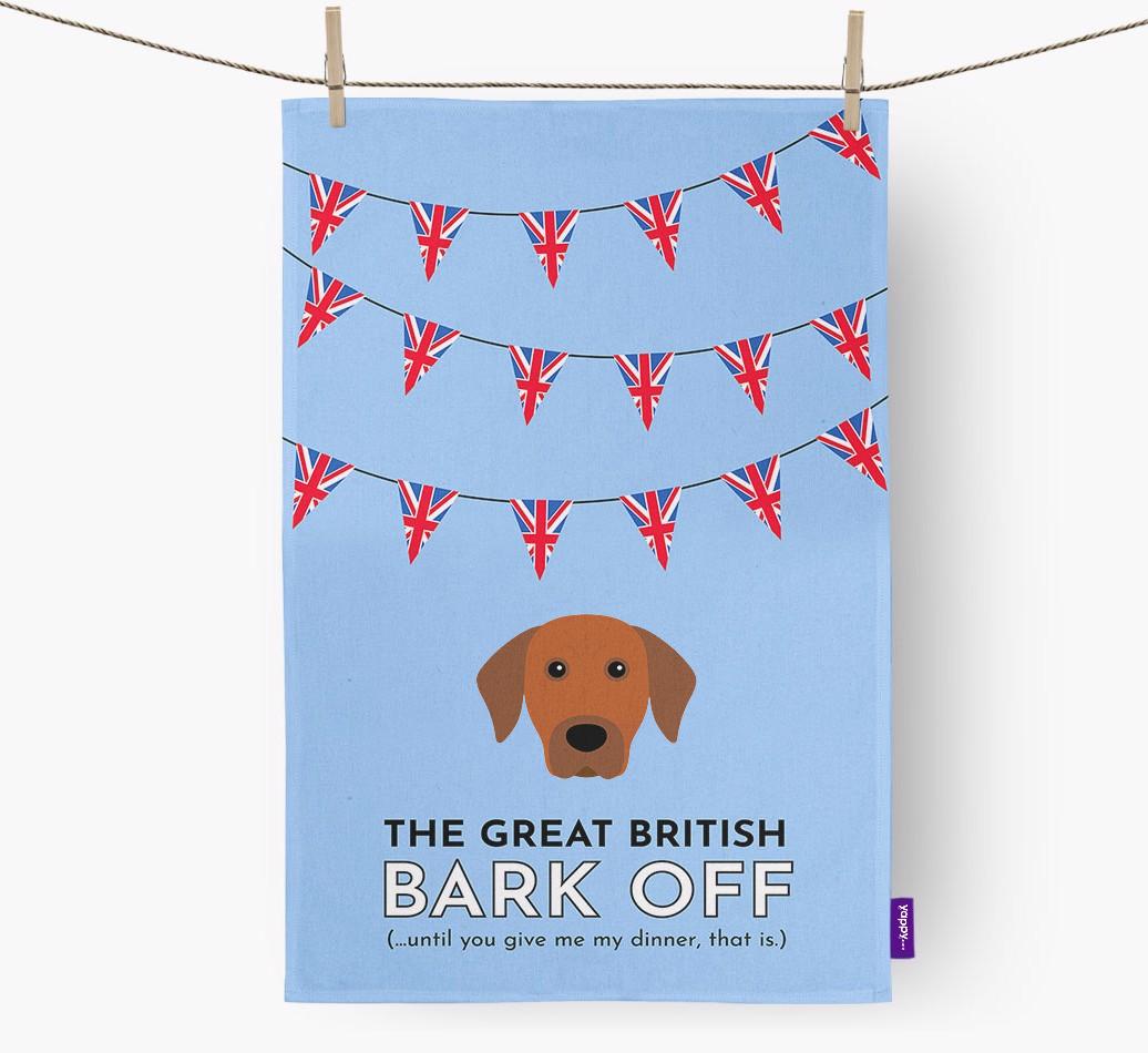 The Great British 'Bark' Off Tea Towel with {breedFullName} Icon