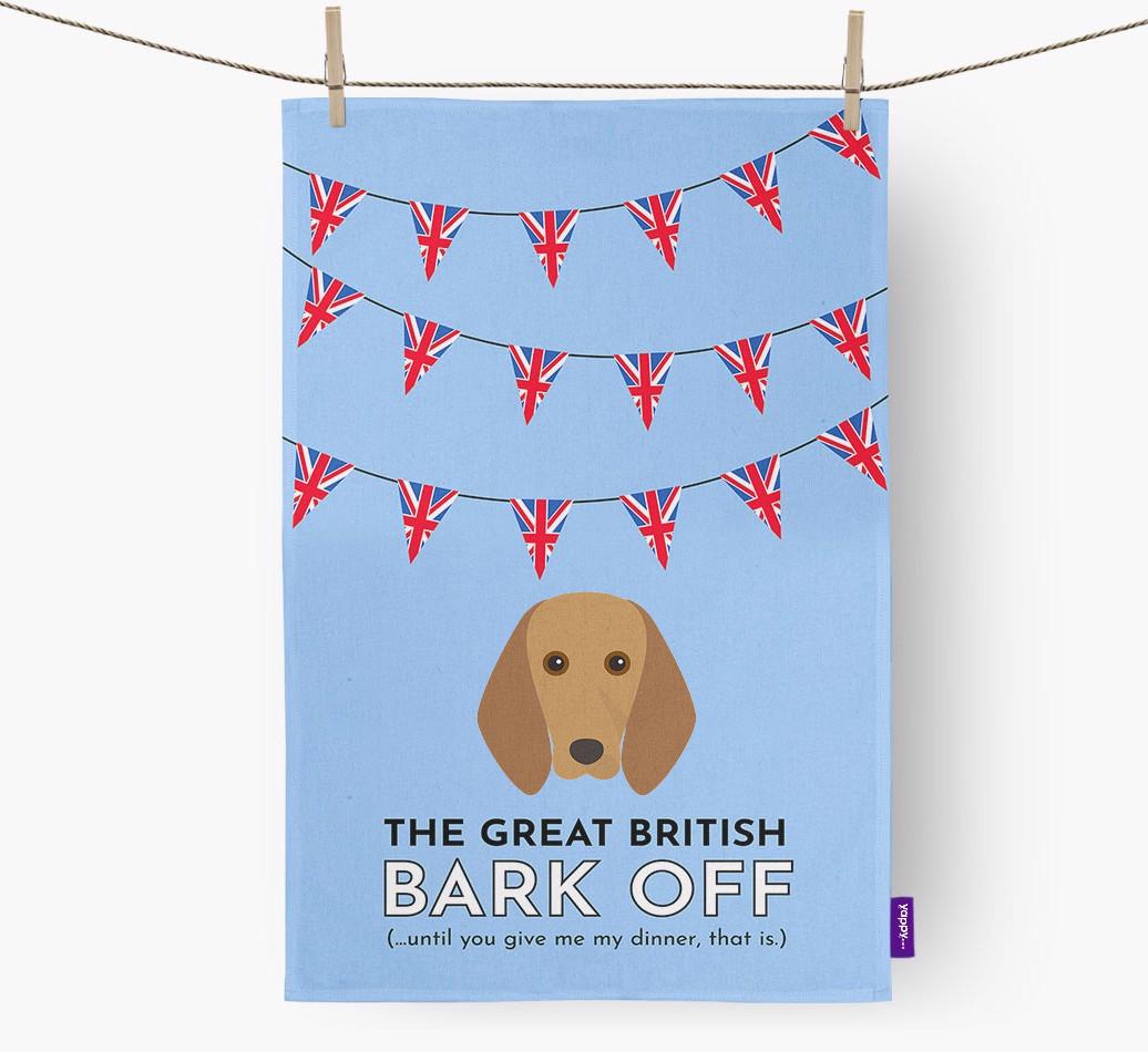 The Great British 'Bark' Off Tea Towel with {breedFullName} Icon
