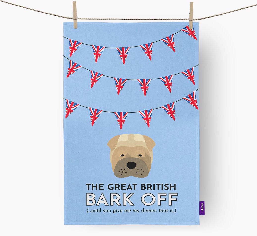 The Great British 'Bark' Off Tea Towel with {breedFullName} Icon