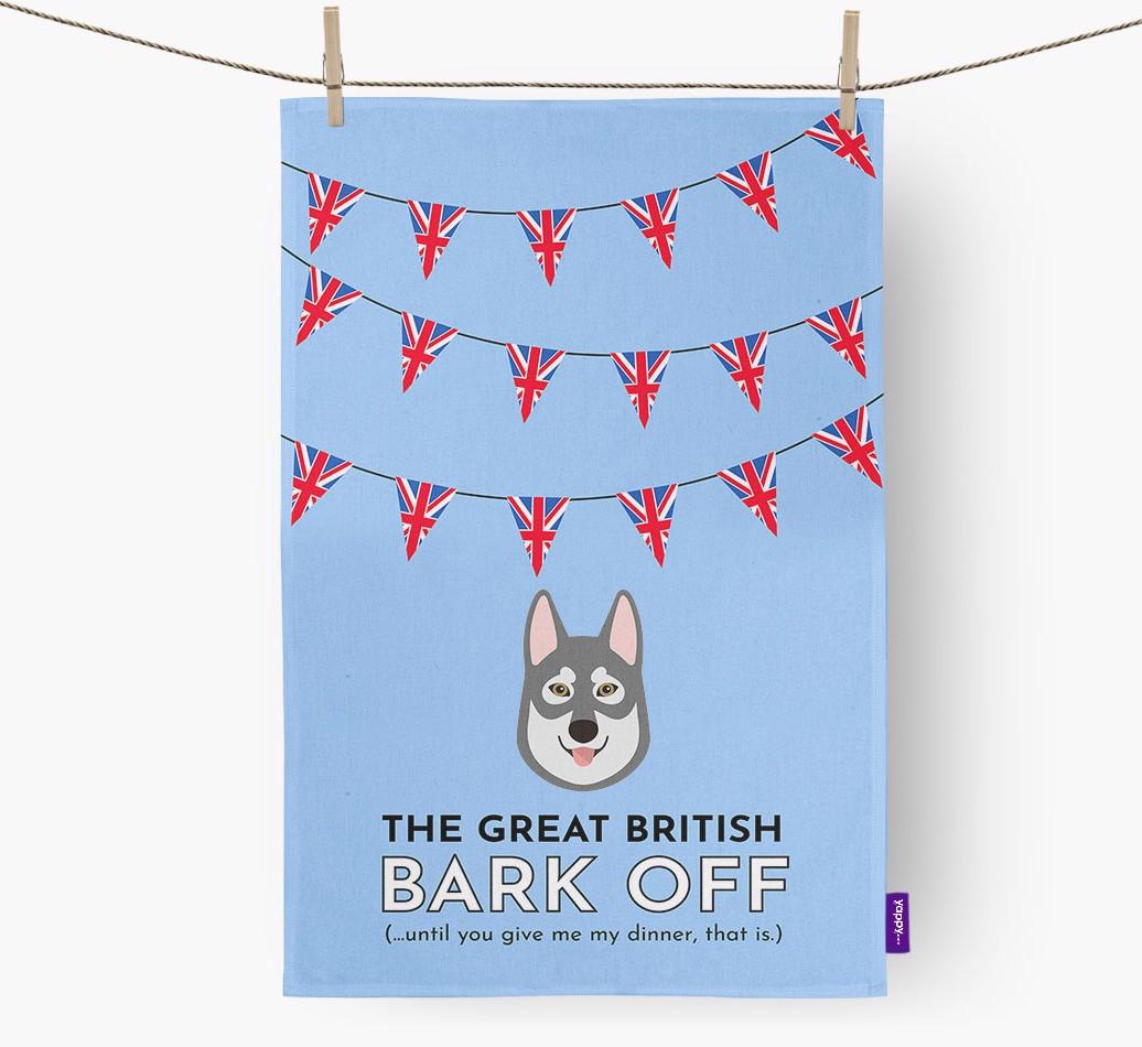 The Great British 'Bark' Off Tea Towel with {breedFullName} Icon