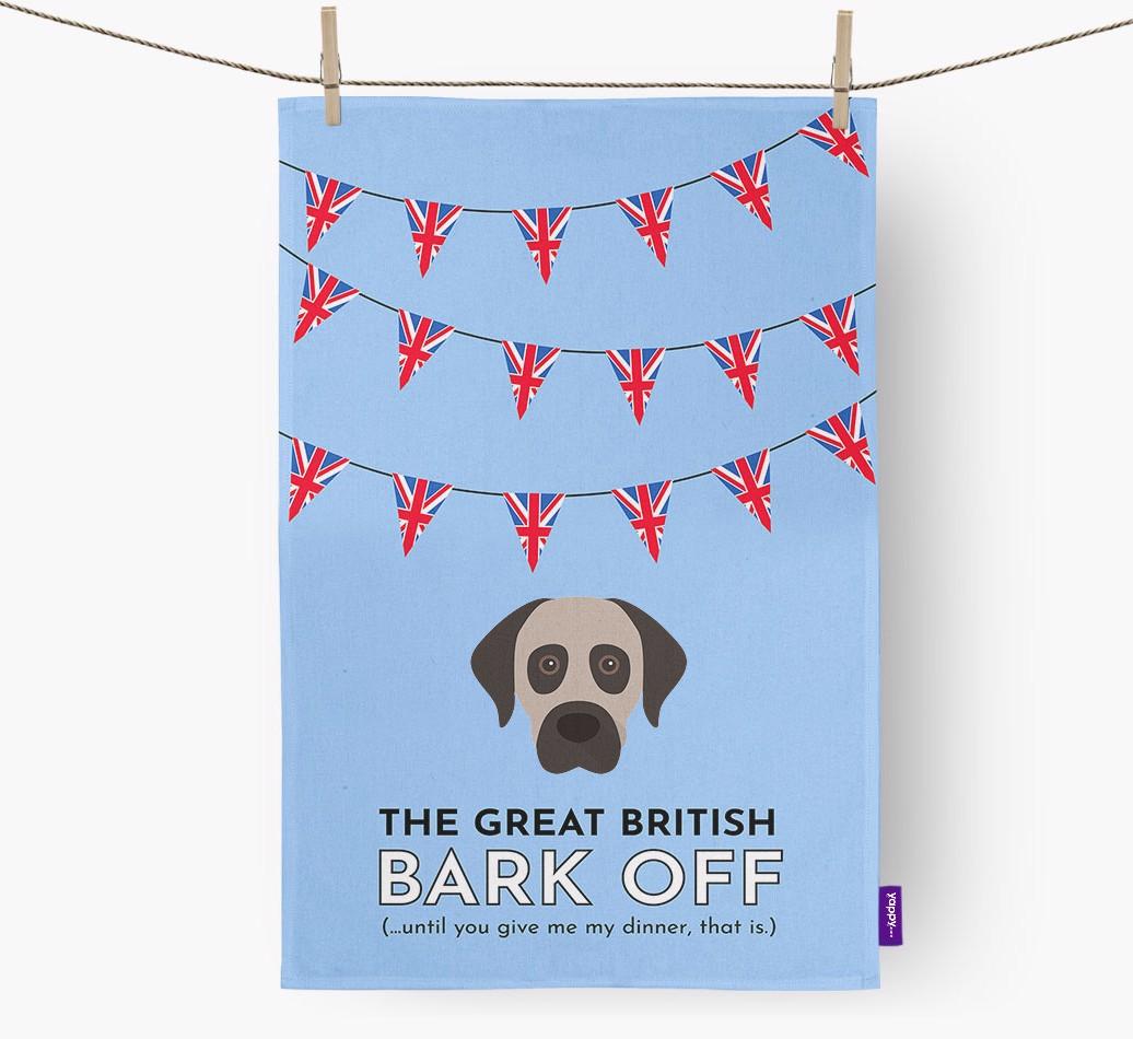 The Great British 'Bark' Off Tea Towel with {breedFullName} Icon