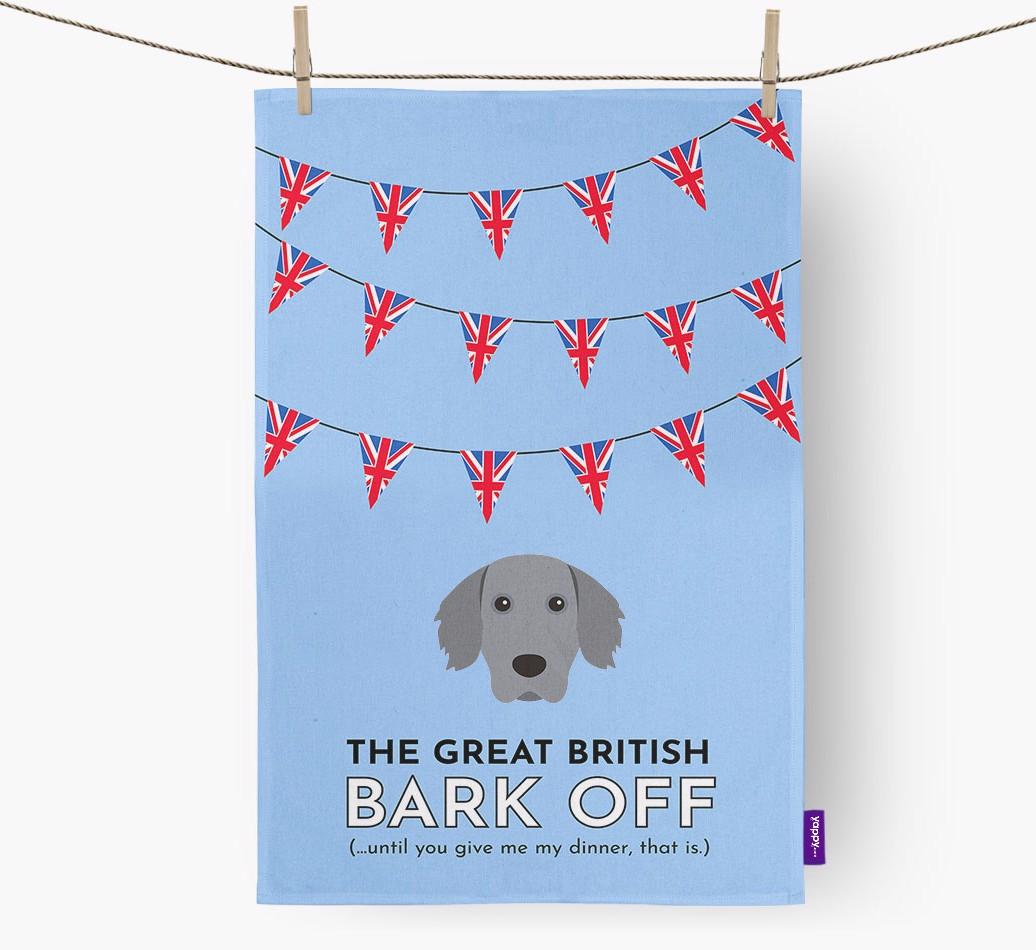 The Great British 'Bark' Off Tea Towel with {breedFullName} Icon