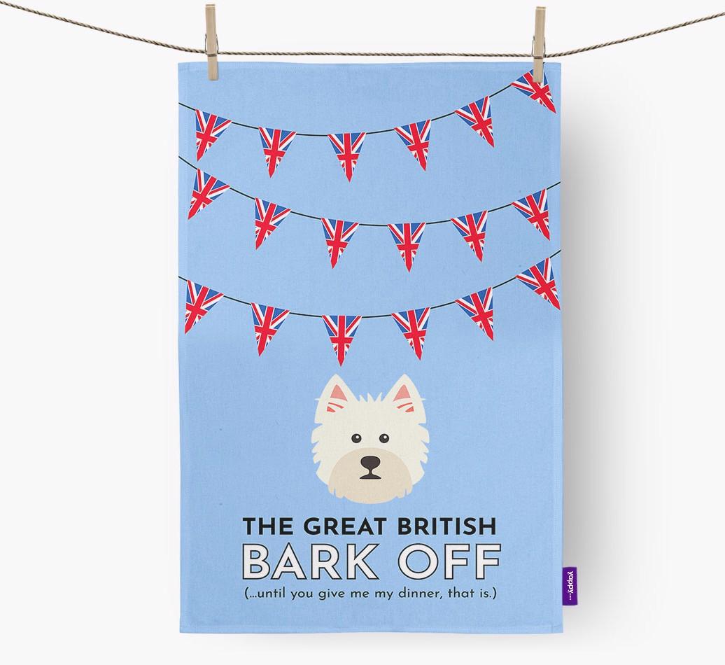 The Great British 'Bark' Off Tea Towel with {breedFullName} Icon