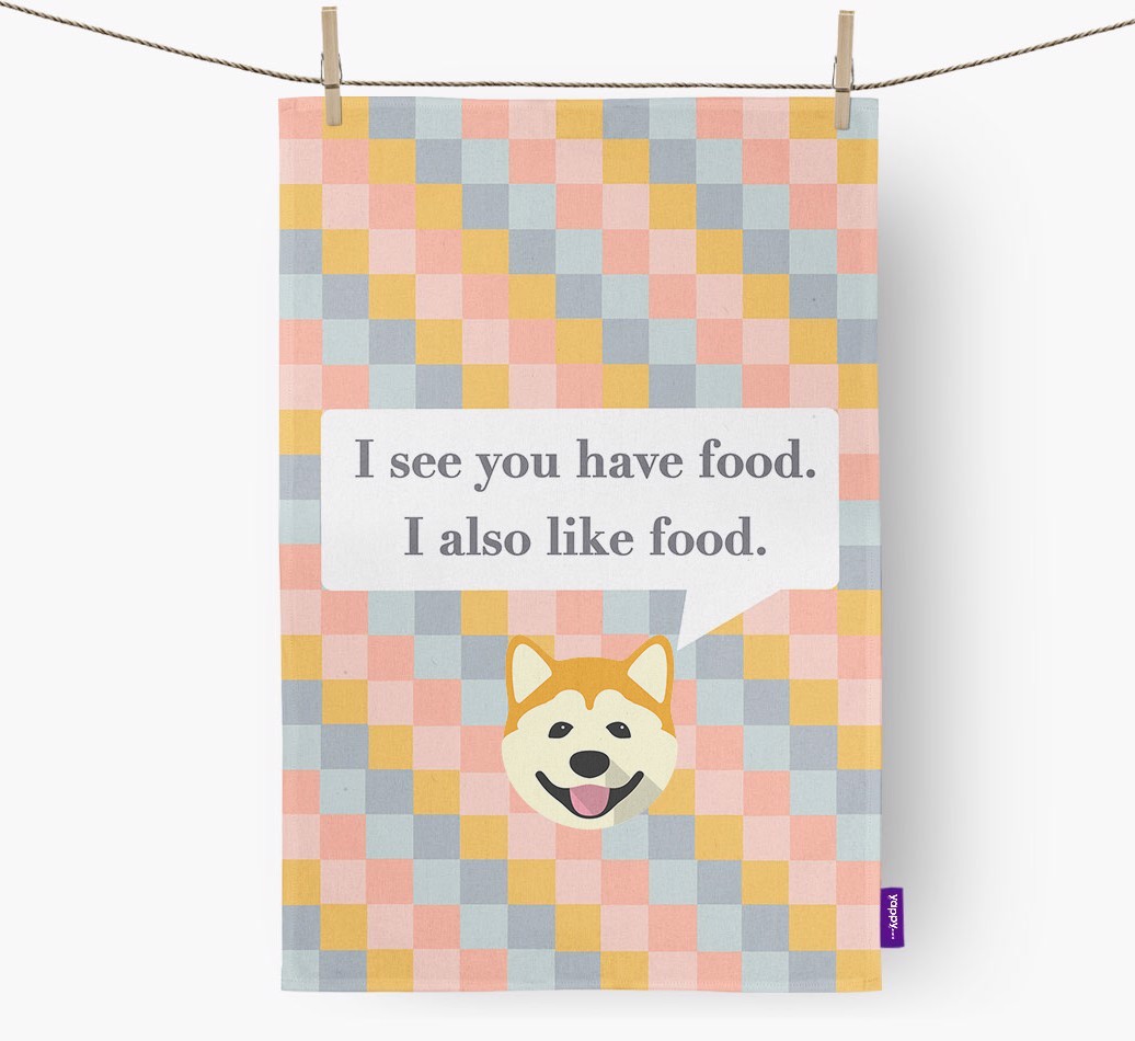 Tea Towel 'I see you have food' with {breedFullName} Icon