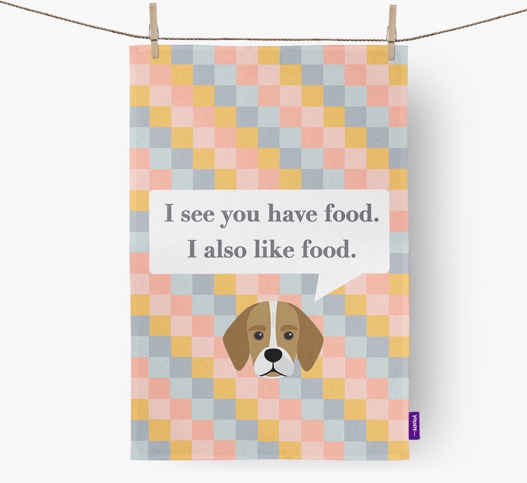 Tea Towel 'I see you have food' with {breedFullName} Icon