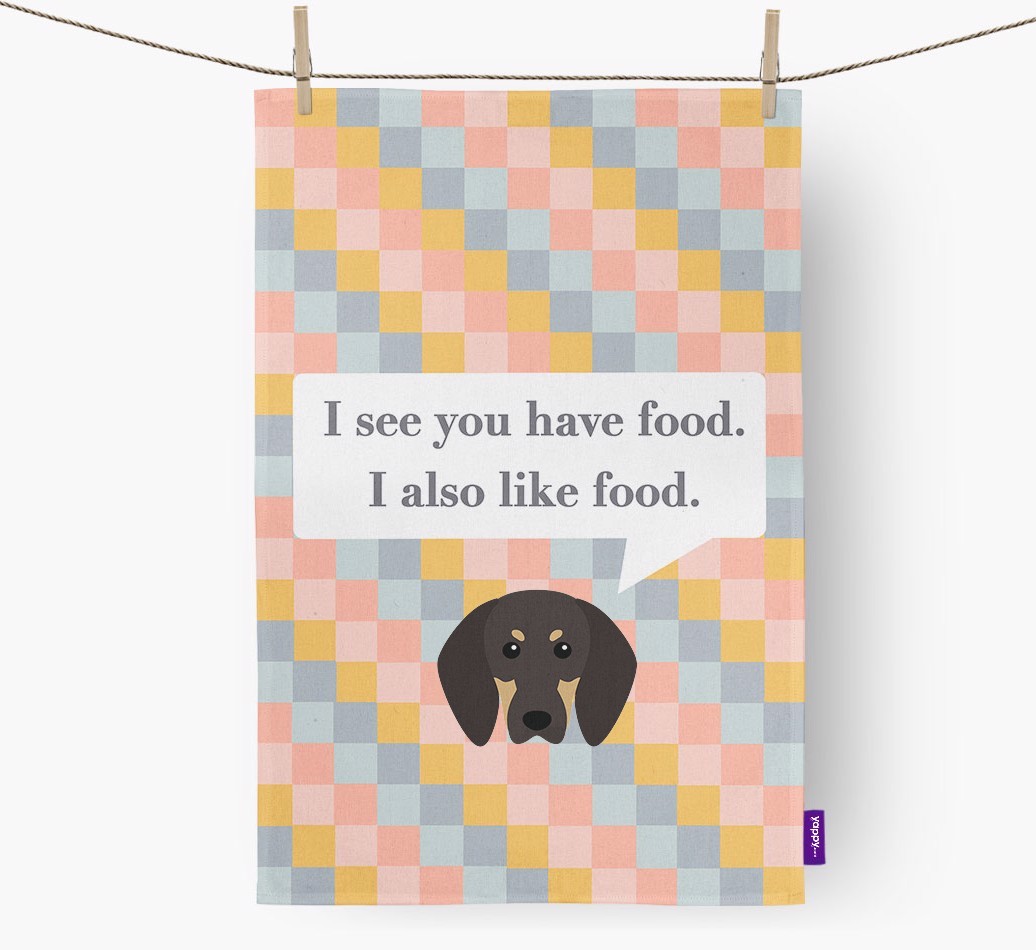 Tea Towel 'I see you have food' with {breedFullName} Icon