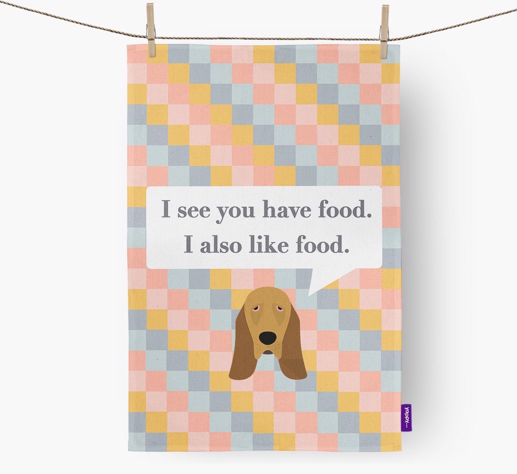 Tea Towel 'I see you have food' with {breedFullName} Icon