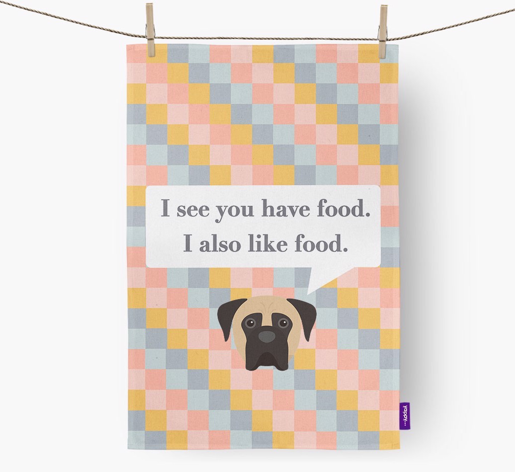 Tea Towel 'I see you have food' with {breedFullName} Icon