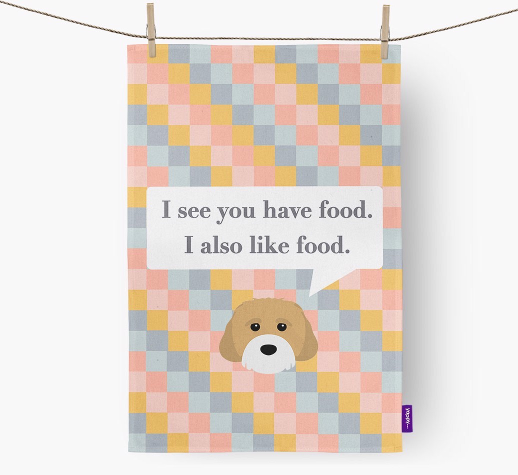 Tea Towel 'I see you have food' with {breedFullName} Icon