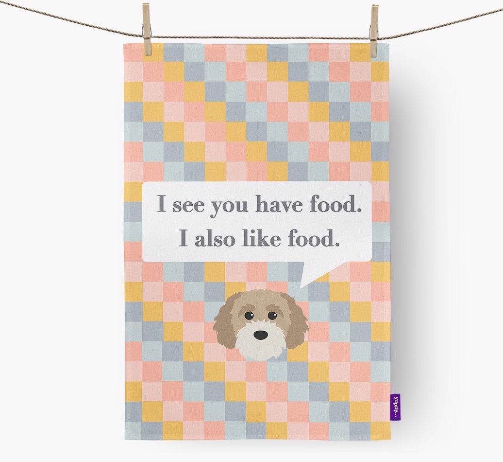 Tea Towel 'I see you have food' with {breedFullName} Icon