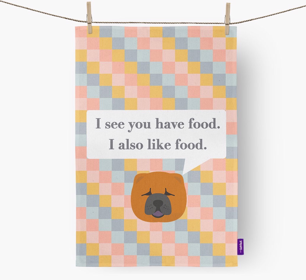Tea Towel 'I see you have food' with {breedFullName} Icon