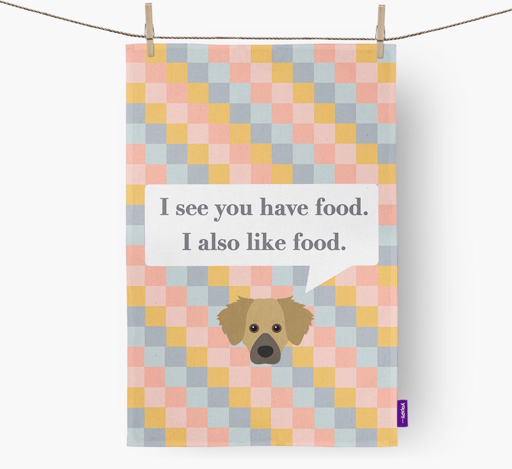 Tea Towel 'I see you have food' with {breedFullName} Icon