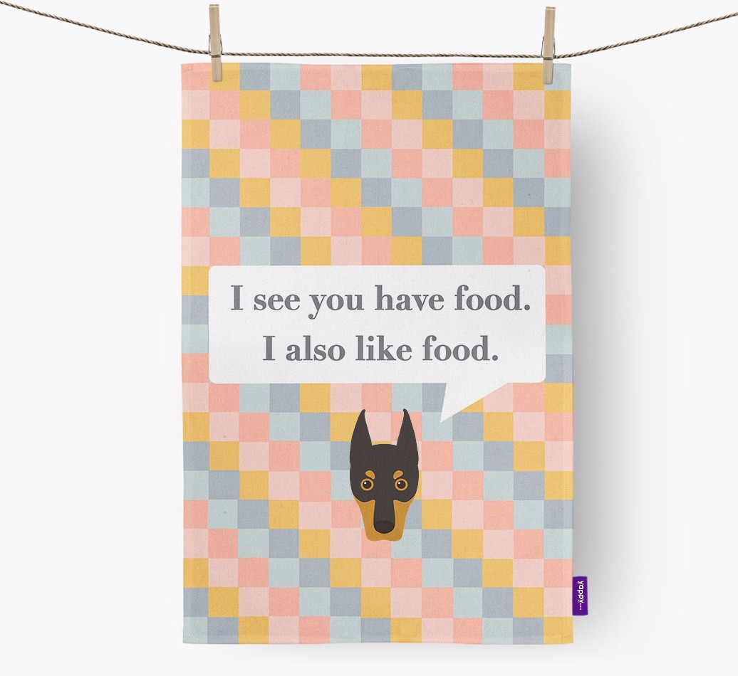Tea Towel 'I see you have food' with {breedFullName} Icon