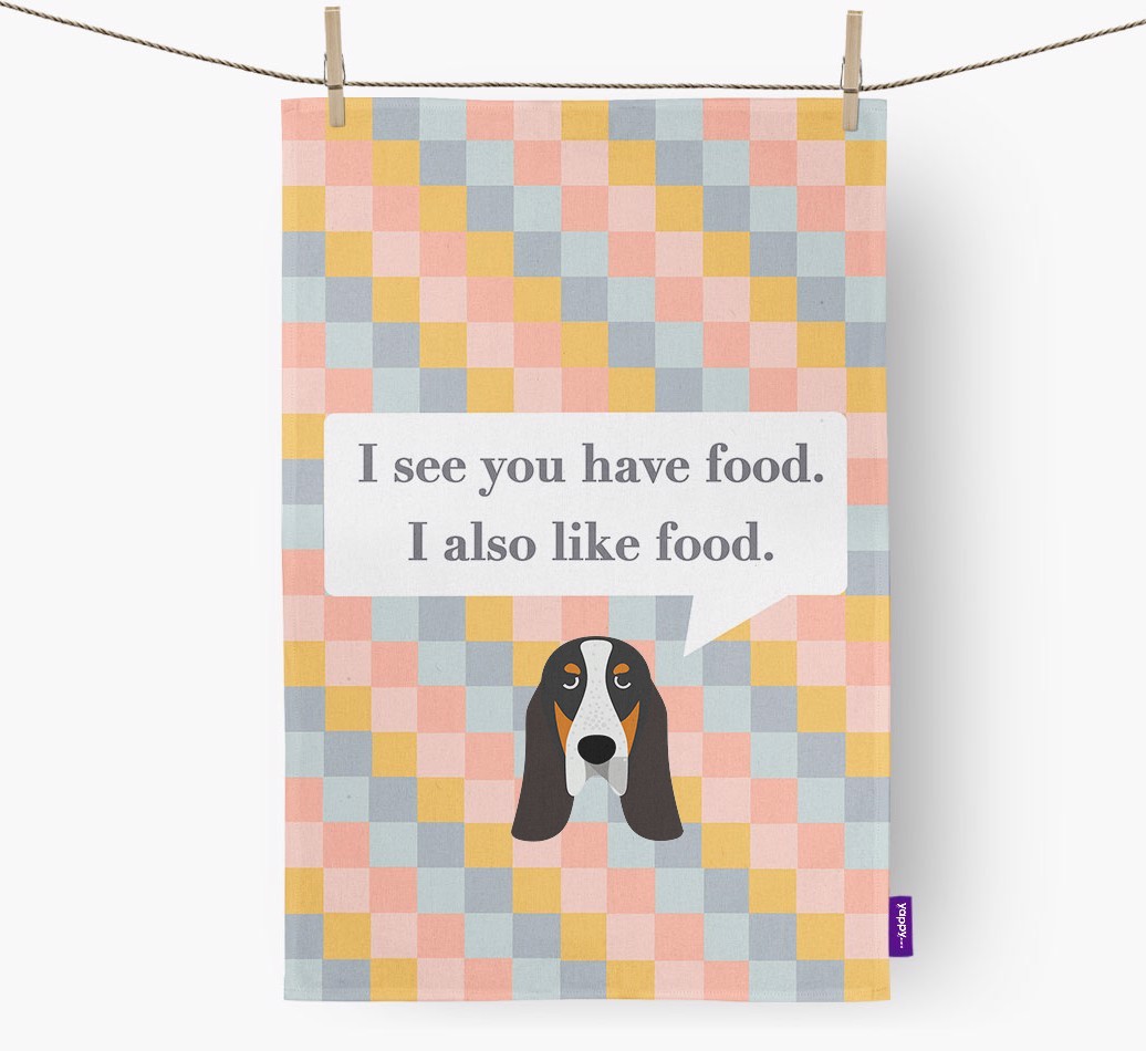 Tea Towel 'I see you have food' with {breedFullName} Icon