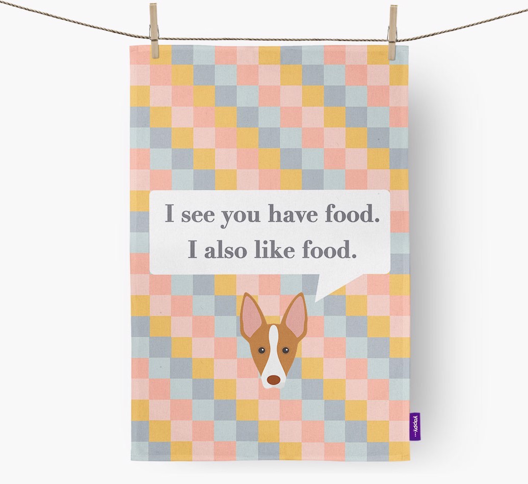 Tea Towel 'I see you have food' with {breedFullName} Icon