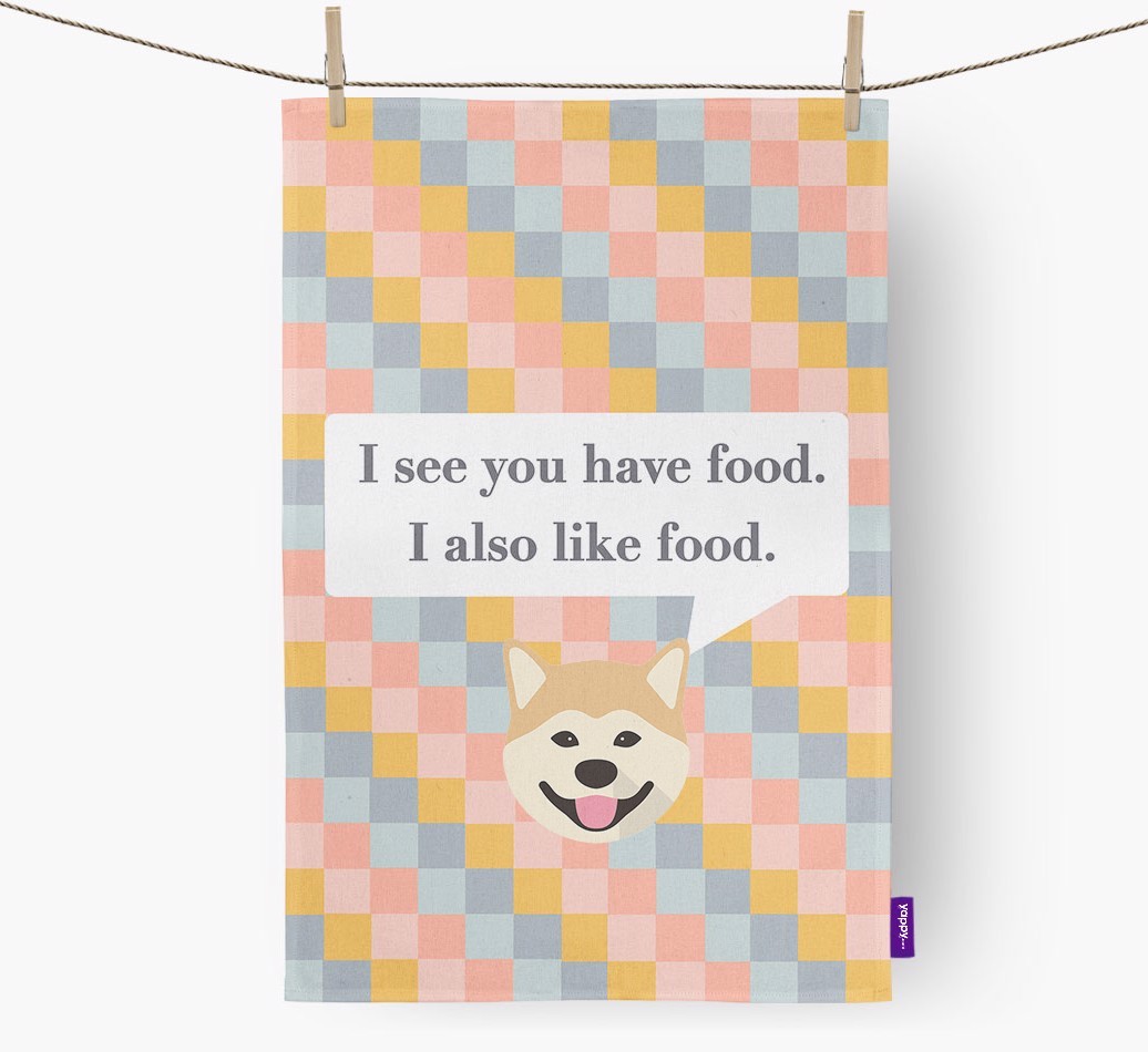 Tea Towel 'I see you have food' with {breedFullName} Icon