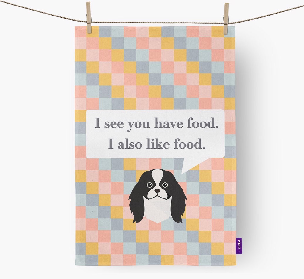 Dish Towel 'I see you have food' with {breedFullName} Icon