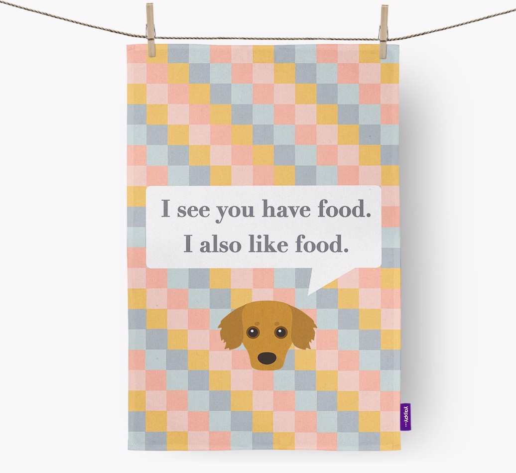 Tea Towel 'I see you have food' with {breedFullName} Icon